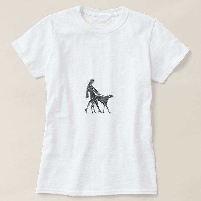Camiseta Art Deco Woman and Dog (Frente do Design)