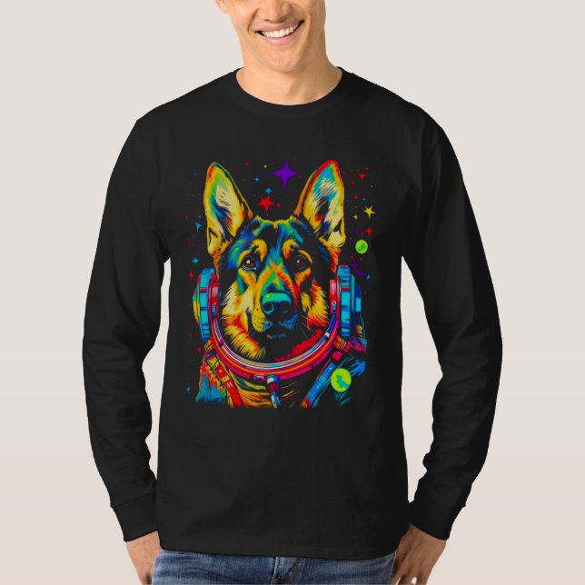 Camiseta Art German Shepherd Dog Astronaut (Frente)