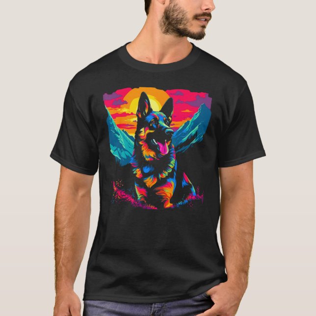 Camiseta Art German Shepherd Dog Hiking (Frente)