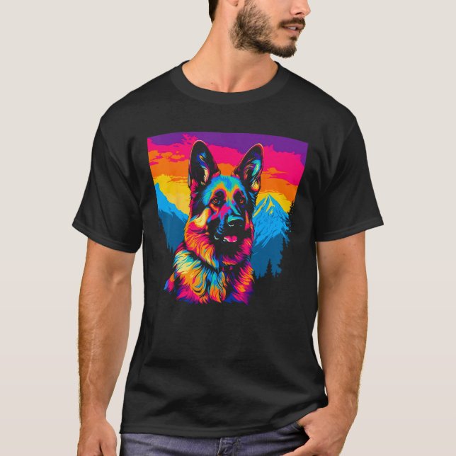 Camiseta Art German Shepherd Dog Mountain (Frente)