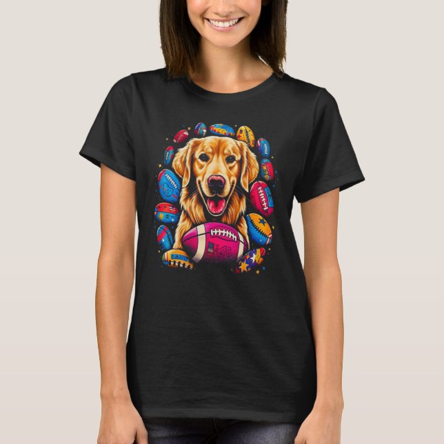 Camiseta Art Golden Retriever Dog American Football (Frente)