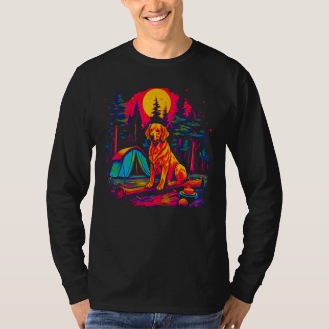 Camiseta Art Golden Retriever Dog Camping (Frente)