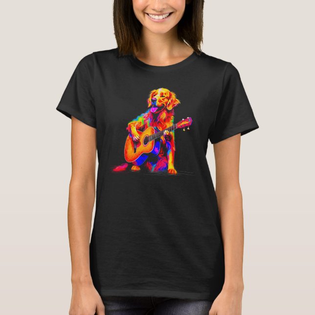 Camiseta Art Golden Retriever Dog Guitar (Frente)