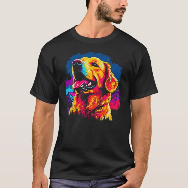 Camiseta Art Golden Retriever Dog Hiking (Frente)