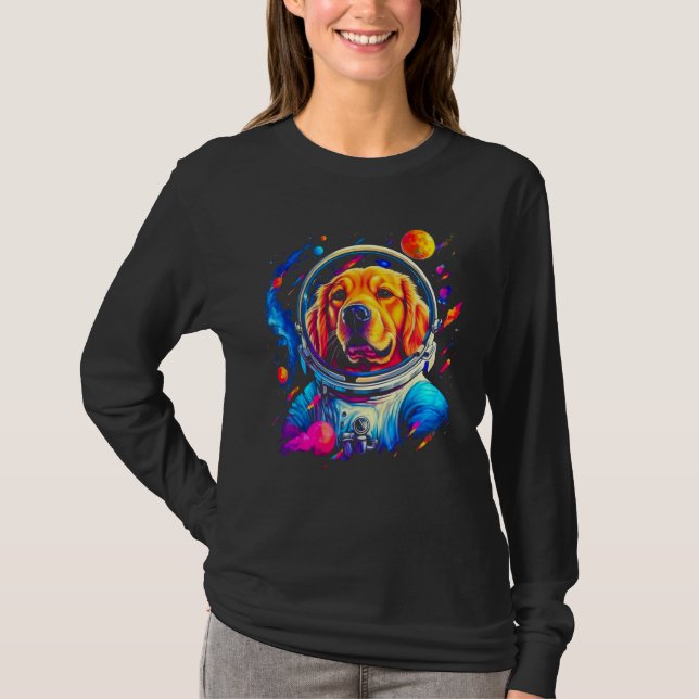 Camiseta Art Golden Retriever Dog in Space (Frente)