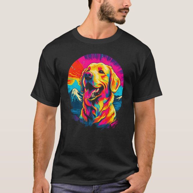 Camiseta Art Golden Retriever Dog Mountain (Frente)