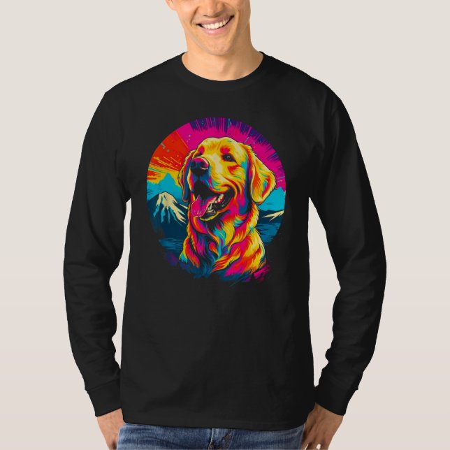 Camiseta Art Golden Retriever Dog Mountain (Frente)