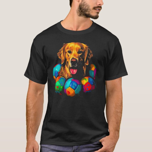 Camiseta Art Golden Retriever Dog Soccer (Frente)