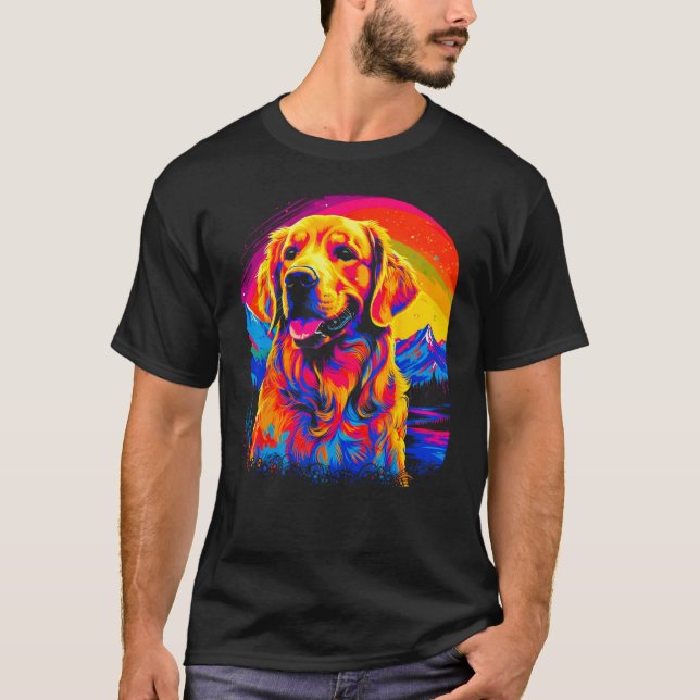 Camiseta Art Golden Retriever Dog Sunset (Frente)