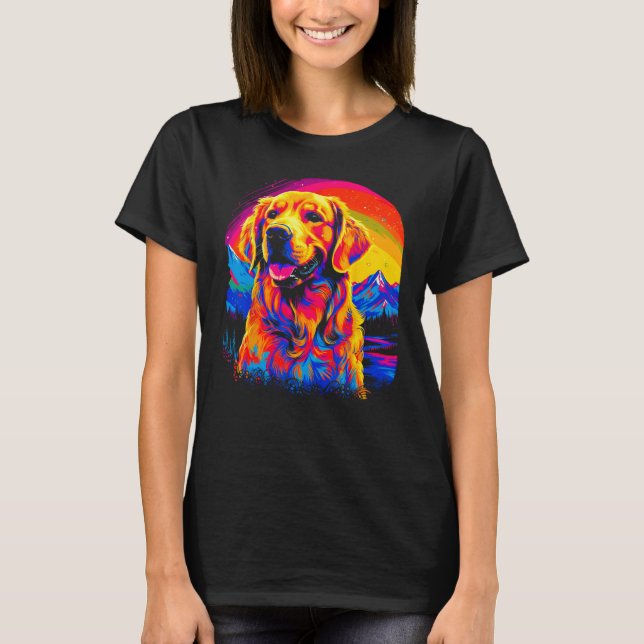 Camiseta Art Golden Retriever Dog Sunset (Frente)
