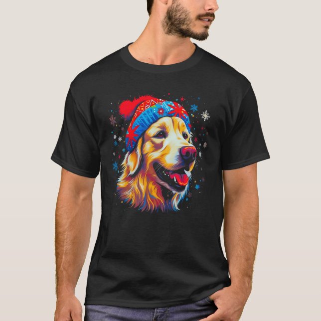 Camiseta Art Golden Retriever Dog Xmas (Frente)