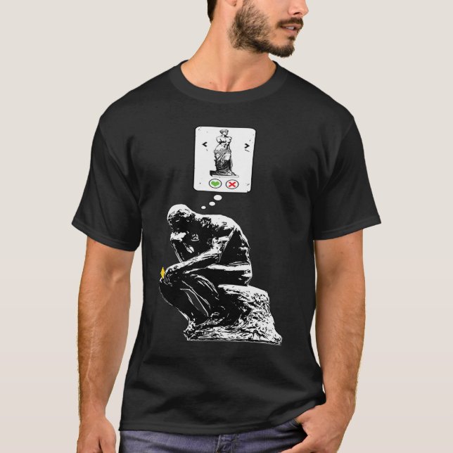 Camiseta Art History Geek  Rodin Thinker Statue Dating App (Frente)