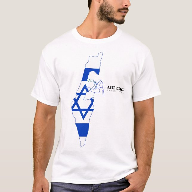 Camiseta Art Israel Map of Israel With Shofar (Frente)