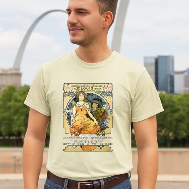 Camiseta Art Nouveau 1904 World's Fair St. Louis by Mucha (Criador carregado)