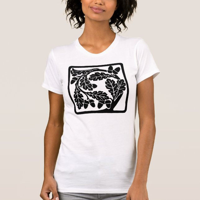 Camiseta Art Nouveau Acorns e Oak Leaves (Frente)
