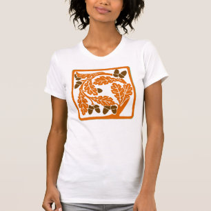 Camiseta Art Nouveau Acorns e Oak Leaves