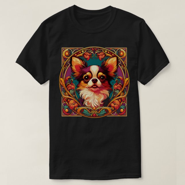 Camiseta Art Nouveau Chihuahua Funny Chihuahua Design (Frente do Design)