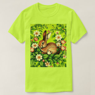 Camiseta Art Nouveau Coelho selvagem e flores