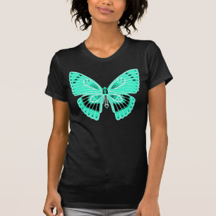 Camiseta Art Nouveau Estilo Borboleta Aqua
