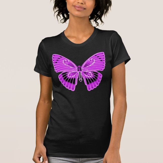 Camiseta Art Nouveau Estilo Borboleta Roxo (Frente)