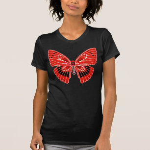 Camiseta Art Nouveau Estilo Borboleta Vermelha