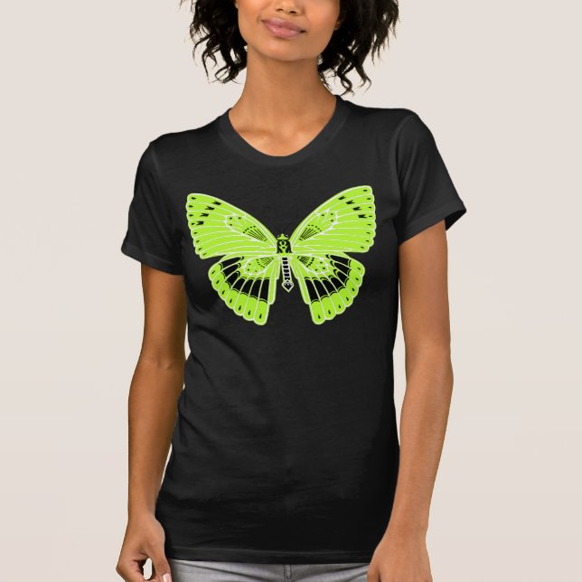 Camiseta Art Nouveau Estilo Verde limão de Borboleta (Frente)