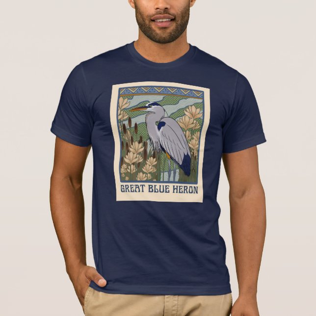 Camiseta Art Nouveau Excelente Blue Heron (Frente)