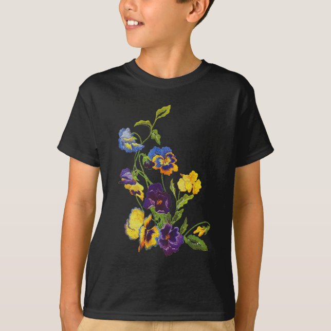 Camiseta Art Nouveau Pansias Bordadas (Frente)