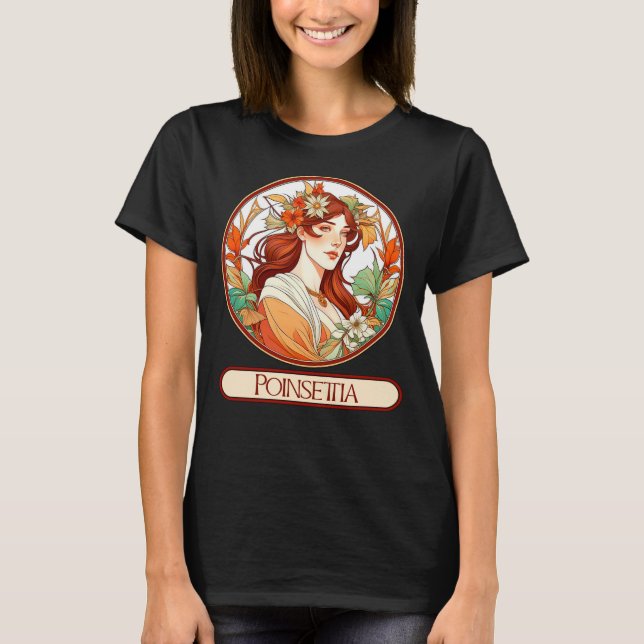 Camiseta Art Nouveau Poinsettia Mulher (Frente)