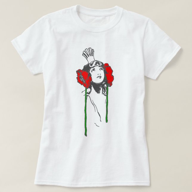 Camiseta Art Nouveau Rainha Vermelha Papa Ozma de Oz (Frente do Design)