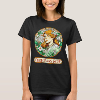 Camiseta Art Nouveau Rosa Mulher de Natal