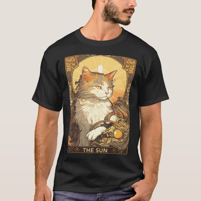 Camiseta Art Nouveau The Sun Tarot Card Cat Taro (Frente)