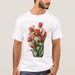 Camiseta Art Nouveau Tulips e Daisies