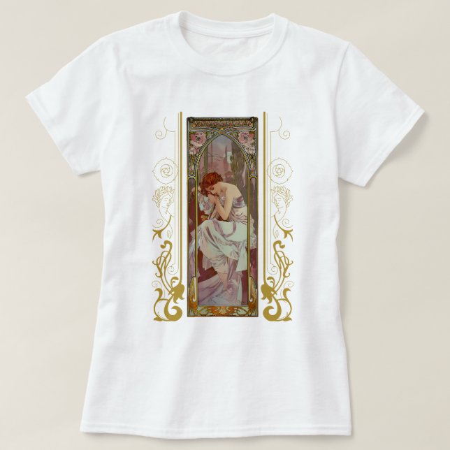 Camiseta Art Noveau Night Rest de Alphonse Mucha (Frente do Design)