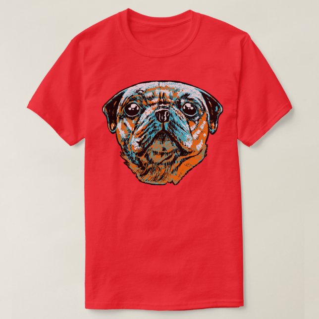 Camiseta Art Pug Dog Head (Frente do Design)