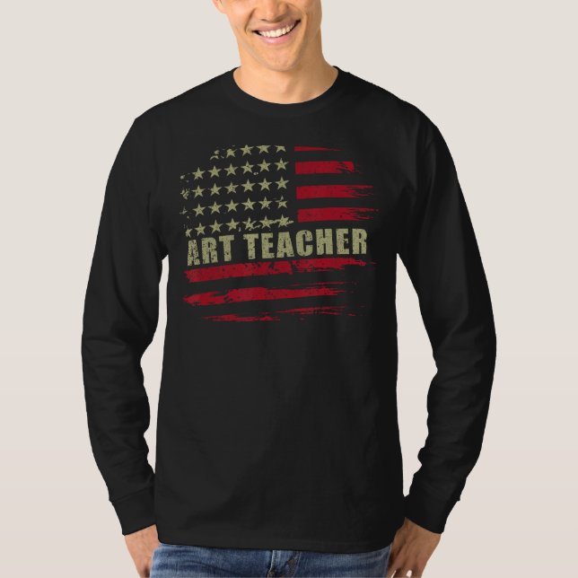 Camiseta Art Teacher 4th Of July US Flag Patriotic American (Frente)