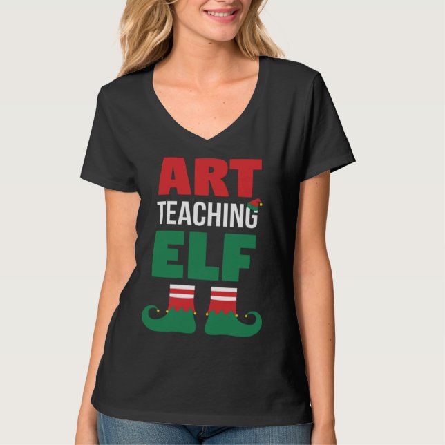 Camiseta Art Teacher Christmas  Art Teaching Elf Teacher (Frente)