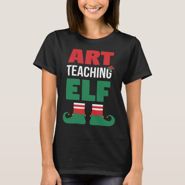 Camiseta Art Teacher Christmas  Art Teaching Elf Teacher (Frente)