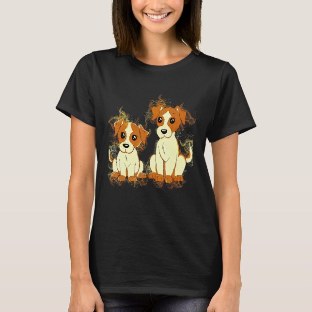 Camiseta Art Watercolor Jack Russell Terrier Dogs (Frente)