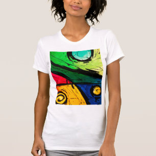 Camiseta Arte abstracta brilhante Funky das cores