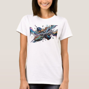 Camiseta Arte abstrata azul turquesa ARTE VESTÍVEL