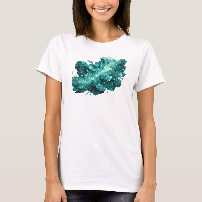 Camiseta ARTE ABSTRATA Azul Turquesa Impressão de Moda (Frente)