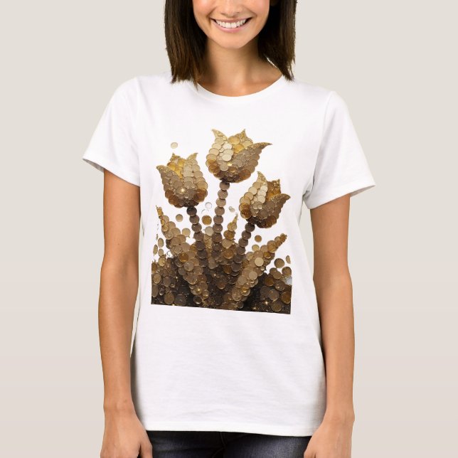 Camiseta ARTE ABSTRATA Bold Gold Impressão de Moda (Frente)
