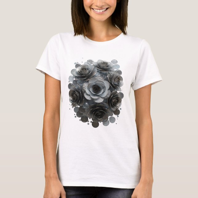 Camiseta Arte abstrata cinza divertida declaração de design (Frente)