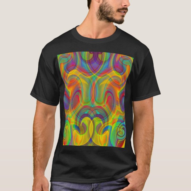 CAMISETA ARTE ABSTRATA COLORIDA REDEMOINHO GEOMÉTRICO  (Frente)