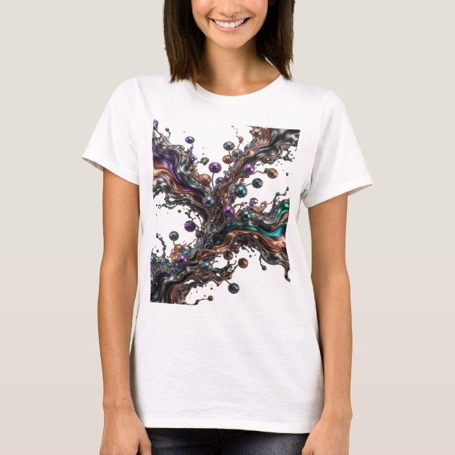 Camiseta ARTE ABSTRATA Cool Silver Impressão de Moda (Frente)