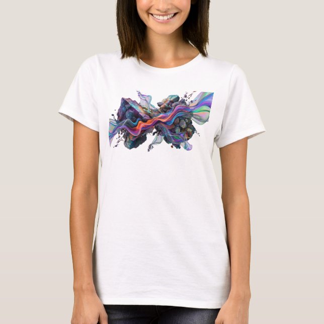 Camiseta ARTE ABSTRATA Cool Silver MODA Impressão v2 (Frente)