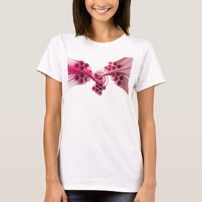 Camiseta ARTE ABSTRATA Cor-de-rosa Ousada Impressão de Moda (Frente)