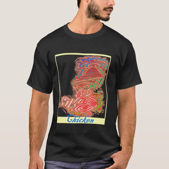 Camiseta Arte Abstrata de Frango Original (Frente)