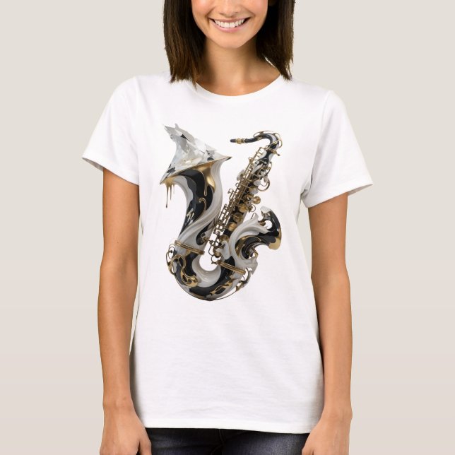 Camiseta Arte abstrata dourada com design sofisticado (Frente)